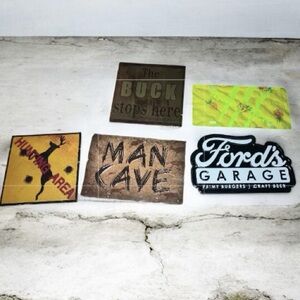 4 man cave signs and monster license plate cover / wall decor hunting ford buck